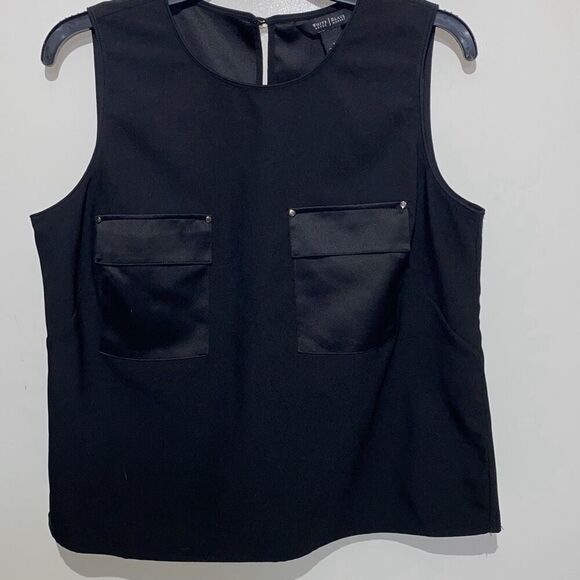 White House Black Market Women's Black Keyhole Back Sleeveless Blouse Medium - Picture 2 of 8